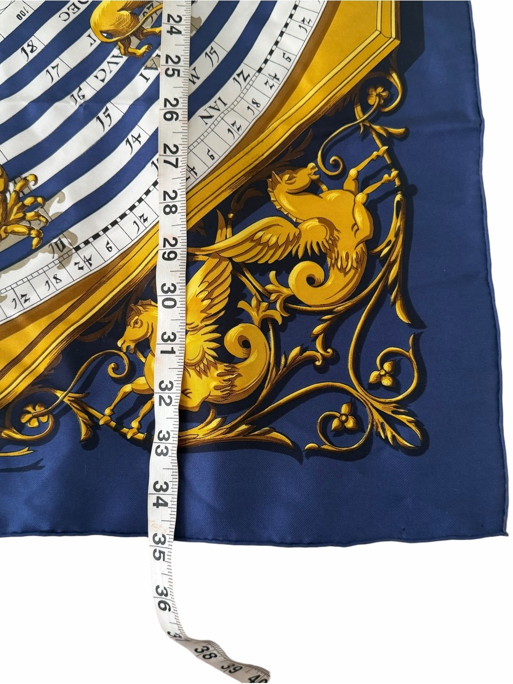 HERMES Silk Scarf THE ASTROLOGIE DIES ET HORE by F. Faconnet Blue Gold Astrology - Picture 7 of 8